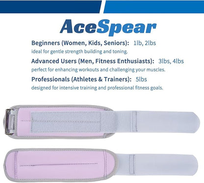 AceSpear Ankle Weights Sets for Men Women Kids 1lb 2lb 3lb 4lb 5lb Leg Weights Arm Wrist Weights Gym for Foot Exercise Training Workout Walking Jogging Yoga