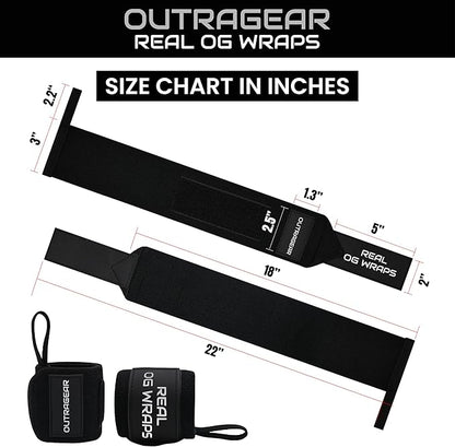 18" OG-Grade Wrist Wraps for Weightlifting – Heavy Duty Wrist Support with Thumb Loop & Lockdown Strap – Wrist Straps for Powerlifting, Bench Press & Gym Training