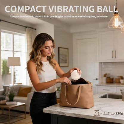 Heating Vibrating Massage Ball with 7 Modes & Memory Function for Myofascial Release, Deep Tissue and Trigger Point Muscle Therapy - Targets Back, Hip, Leg, Neck & Foot (Beige)
