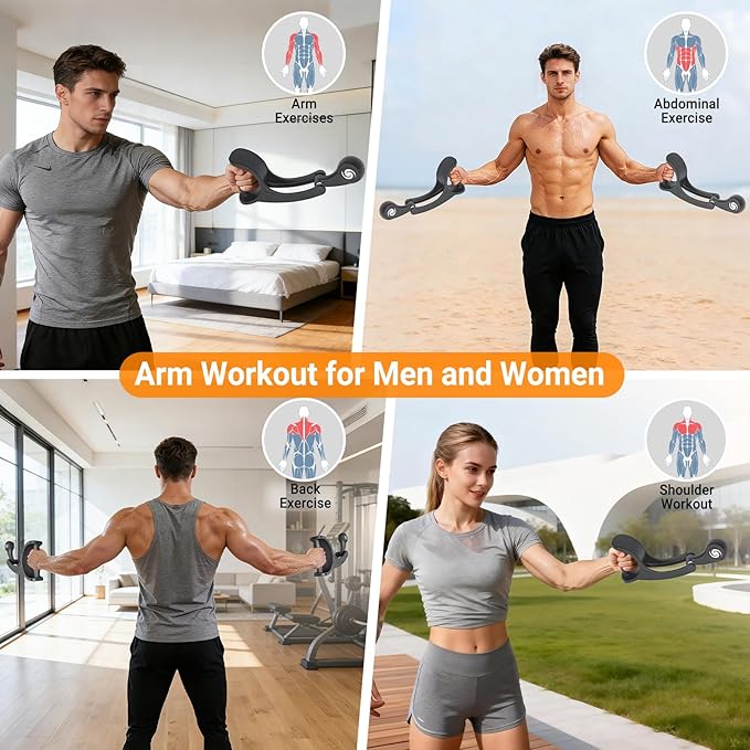 Arm Workout for Men and Women Weighted Ropeless Battle Rope for Home Gym Arm Trainer Workout Fitness Equipment 360° Hand-Crank Forearm Trainer for Full-Body HIIT, Low-Impact Aerobic Training