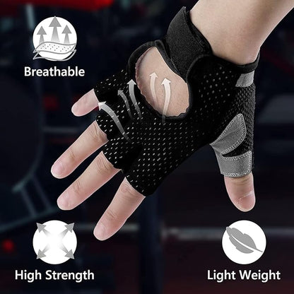 Weight Lifting Gloves for Men Women Gym Half-Finger Glove with Anti Slip Palm Hand Protection for Workout Training, Fitness, Hanging, Pull up, Cycling, Exercise