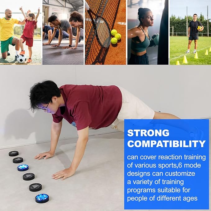 Sports Agility Lights Training-6 Modes,Reaction Training Light,Portable Fitness Lights Trainer, Improve Speed, Agility & Reaction Time Training Kit-Design Different Targeted Training