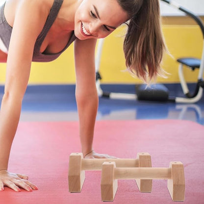 Push-Up Bars Wooden Pushup Handles Strength Training Pushup Stands 25Cm Beech Wood Pair for Indoor Outdoor Workout Fitness Equipment