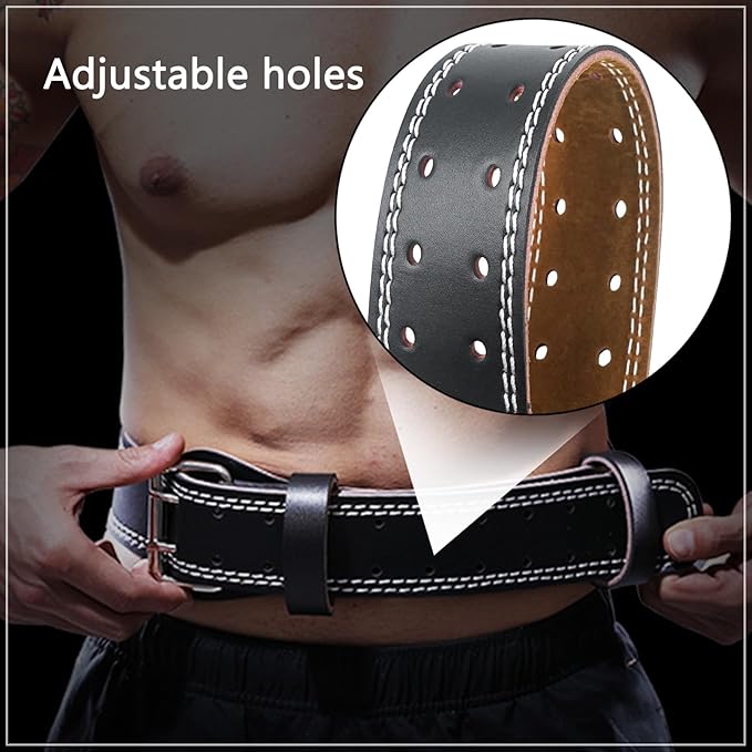 Luwint Weight Lifting Belt, 5.9" Wide PU Leather Belt with Lower Back Support, Gym Bodybuilding Belt with Lifting Straps for Powerlifting & Weightlifting