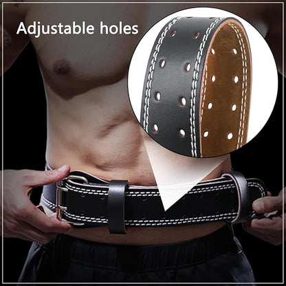 Luwint Weight Lifting Belt, 5.9" Wide PU Leather Belt with Lower Back Support, Gym Bodybuilding Belt with Lifting Straps for Powerlifting & Weightlifting