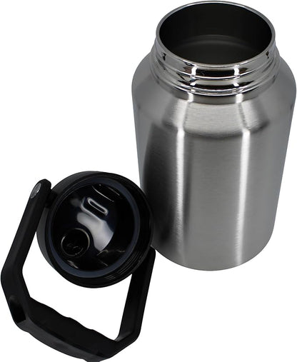 64 Ounce Half Gallon Insulated Water Bottle, Large Capacity Vacuum Flask with Handgrip (Stainless)