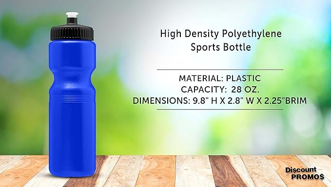 DISCOUNT PROMOS 28 oz. Push Cap Plastic Water Bottles Set of 6, Bulk Pack - Perfect for Gym, Hiking, Camping, Outdoor Sports - Reflex Blue