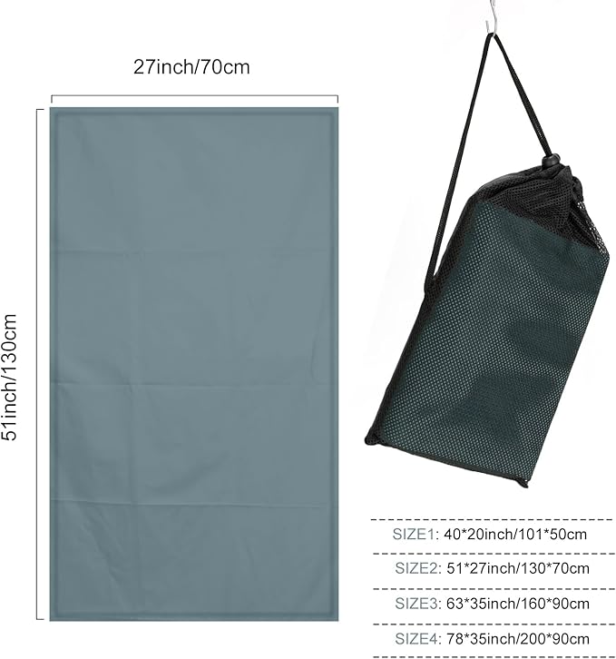 Microfiber Towel for Travel, Camping, Hiking, Backpacking, Shower – Quick Dry, Ultra Compact, Lightweight & Super Absorbent(Gray,51x27 in)
