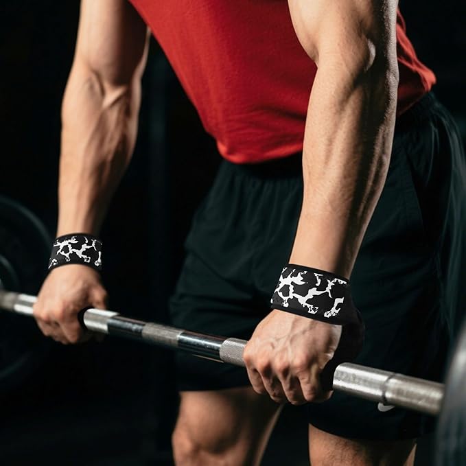 CEBUGI Cow Print Lifting Straps 26.97 * 1.57in Wrist Straps for Weightlifting with Neoprene Padded Exercise Straps for Bodybuilding Powerlifting Strength Training