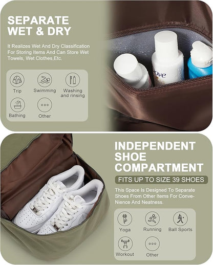 Gym Backpack for Women Waterproof Small Gym Bag With Shoe Compartment Sports Essentials Cheer Backpack with Wet Dry Pocket,Green