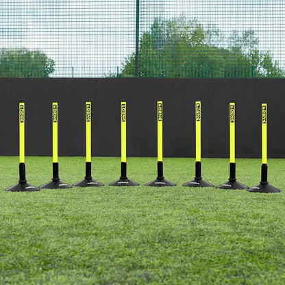 FORZA Slalom Agility Poles | Improve Endurance, Speed & Footwork | Color, Size & Rubber Base Options Available [8 Pack]