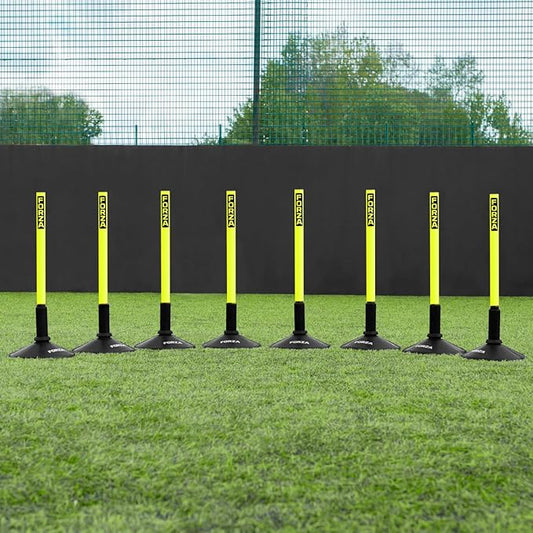 FORZA Slalom Agility Poles | Improve Endurance, Speed & Footwork | Color, Size & Rubber Base Options Available [8 Pack]