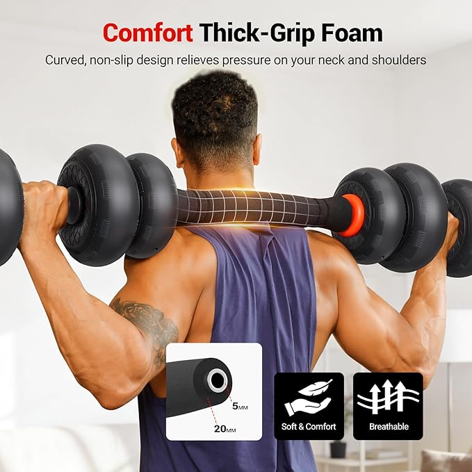 Adjustable Dumbbell Set, Free Weight Set with Silent Anti-Collision Air Cushion with Connector, 5-in-1 Dumbbells Set Includes Barbell, Kettlebells, Push up Stand, Weight Plate, Exercise & Fitness Dumbbells Weight Set for Home Gym Suitable Men/Women