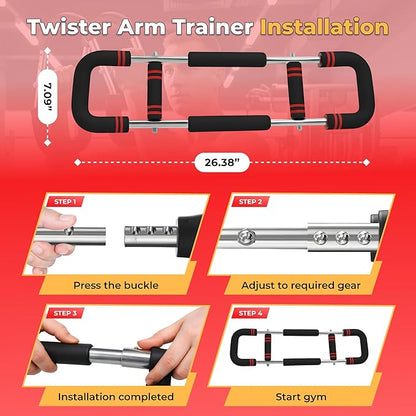 Twister Arm Trainer Adjustable Resistance (30–140 lbs) – Upper Body Strength Trainer for Chest, Arms & Grip, Portable Home Exercise Equipment for Men & Women