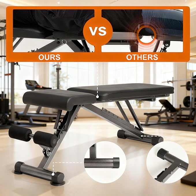 BARWING Adjustable Foldable Portable Weight Bench for Home Gym,700-800LBS Flat Incline Decline Workout Bench for Full Body Workout Easy Assembly for Home Gym