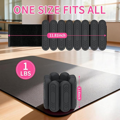 Wrist & Ankle Weights for Women Men, 1lb/2lb/4lb Set of 2 - Adjustable Wearable Weighted Bands, Waterproof Silicone Arm & Leg Weights for Pilates, Yoga, Walking, Dance, Home Workout & Gym