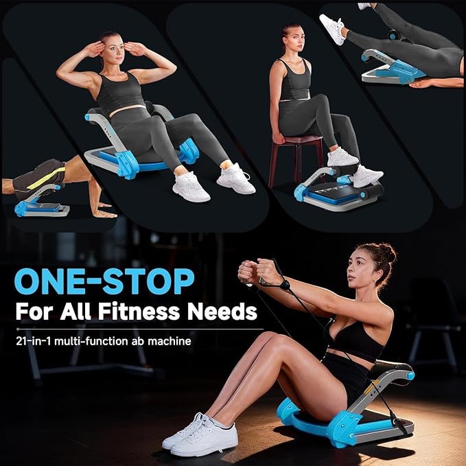 Ab Trainer/Crunch Machine, Ab Workout Equipment, 4 Adjustable Resistance, Ab Machine for Stomach Workout, 350 LBS Weight Capacity, Automatic Rebound, Ab Core Machine,Fitness Equipment for Home