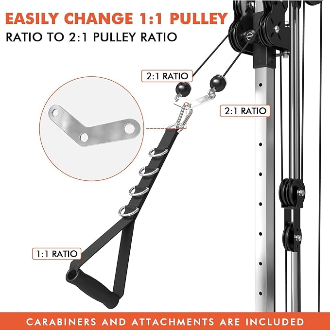 Mikolo Wall Mount Cable Station, Cable Crossover Machine with Dual Pulley System and 18 Adjustable Positions for Home Gym Fitness Equipment