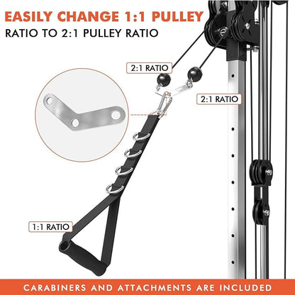 Mikolo Wall Mount Cable Station, Cable Crossover Machine with Dual Pulley System and 18 Adjustable Positions for Home Gym Fitness Equipment