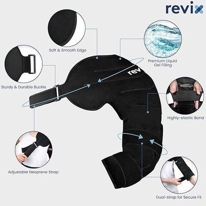 REVIX Arm Ice Pack Wrap for Pitchers – Shoulder and Elbow Ice Pack Reusable Cold Therapy Wrap for Baseball Pitcher Arm Recovery, Adjustable Compression Sleeve for Post-Workout Muscle Relief