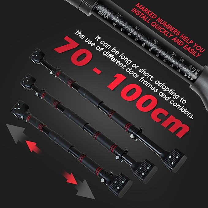 leikefitness Pull-Up Bar For Door Frame Chin Up Bar Upper Body Workout Adjustable Portable Training Pull-Up Bars Bars without Screw - Adjustable Width Locking Mechanism