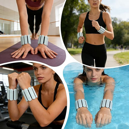 Wrist & Ankle Weights for Women Men, 1lb/2lb/4lb Set of 2 - Adjustable Wearable Weighted Bands, Waterproof Silicone Arm & Leg Weights for Pilates, Yoga, Walking, Dance, Home Workout & Gym
