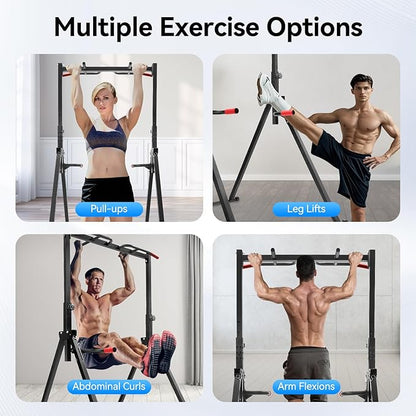 Triangular Pull Up Bar for Home Gym, Adjustable Height 5.74 to 7.55 FT, 440LBS Capacity Foldable Dip Station, Strength Training Equipment for Full Body Workout, Chin Up Bar for Home Use