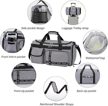 MAXTOP Gym Bag for Women Men Travel Duffle Bag Large Capacity Carry On Weekender Overnight Bag With Shoe Compartment Gym Tote Dry Wet Separation Duffel Bag for Travel