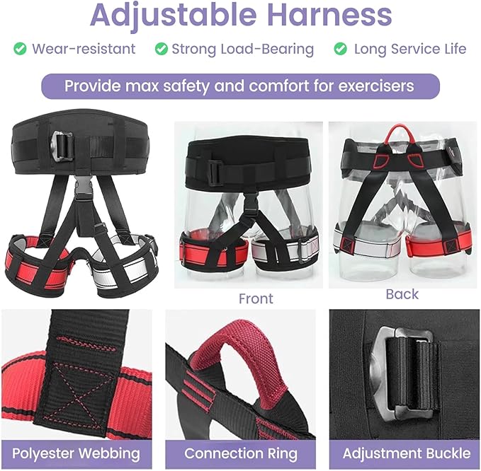 JYHHCYS Bungee Fitness Equipment Set Plus Size, Heavy Duty Aerial Yoga Resistance Rope for Home Gym Training & Fitness, Indoor Bungee Jumping Harness(Full Set S - 110 lbs/50kg)
