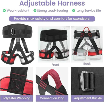 JYHHCYS Bungee Fitness Equipment Set Plus Size, Heavy Duty Aerial Yoga Resistance Rope for Home Gym Training & Fitness, Indoor Bungee Jumping Harness(Full Set S - 110 lbs/50kg)
