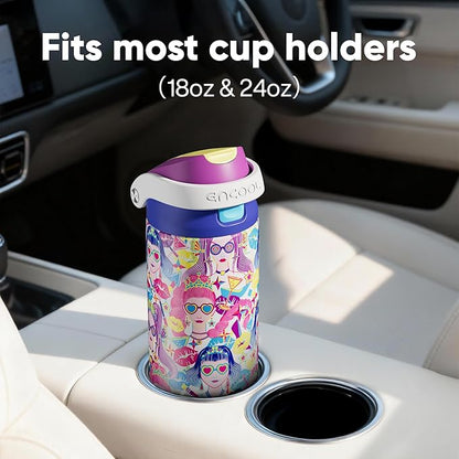 ENCOOL Leakproof Insulated Water Bottle with Straw Dual-Sip Water Bottle Bag-Safe Design for Work, Commute & Gym – Keeps Drinks Cold All Day, 24 oz, Party Trendy