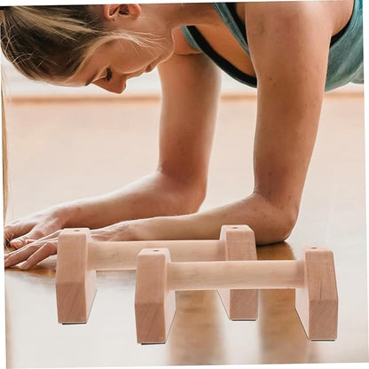 HANABASS Ergonomic Push-up Stands 2 Pcs Wooden Push-up Handles Strength Training Equipment Non-slip Base for Home Gym Workouts