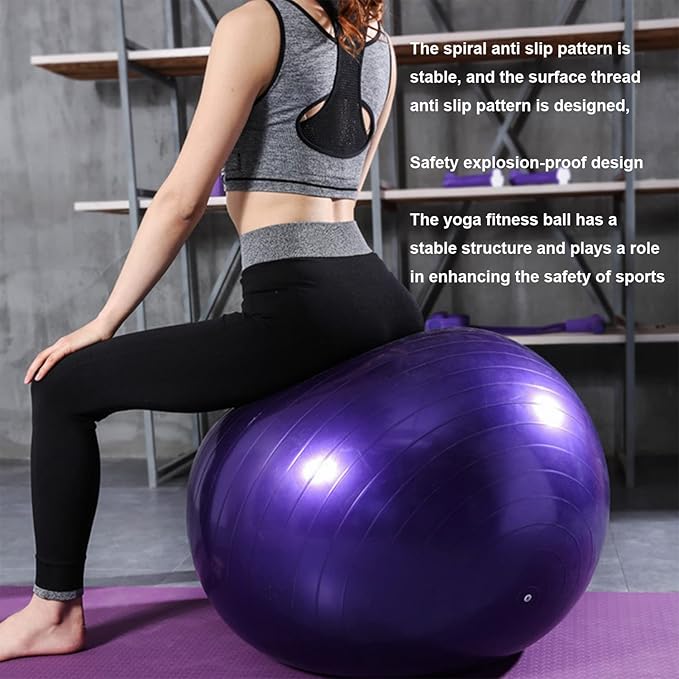 Exercise Ball, Explosion-Proof Yoga Balance Ball(25in /65cm) with Pump, Heavy Duty Swiss Ball for Fitness, Pregnancy, Balance & Physical Therapy, Fitness in Home/Gym/Office