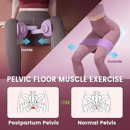 35LB Fixed-Resistance Inner Thigh Exerciser + 39LB Fabric Resistance Band | Balanced Center-of-Gravity Hip & Leg Trainer Kit for Men & Women | Portable Home Gym Lower Body Workout Equipment
