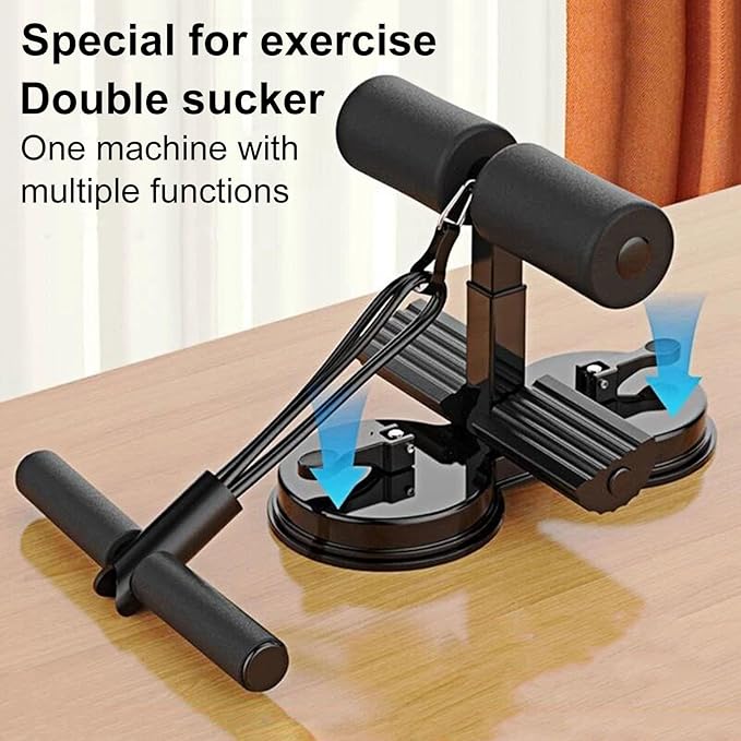 cdar Sit-up Assistant Bar with Resistance Band Abdominal Core Training Sit-up Foot Holder with Dual Suction Cups Home Gym Exercise Equipment