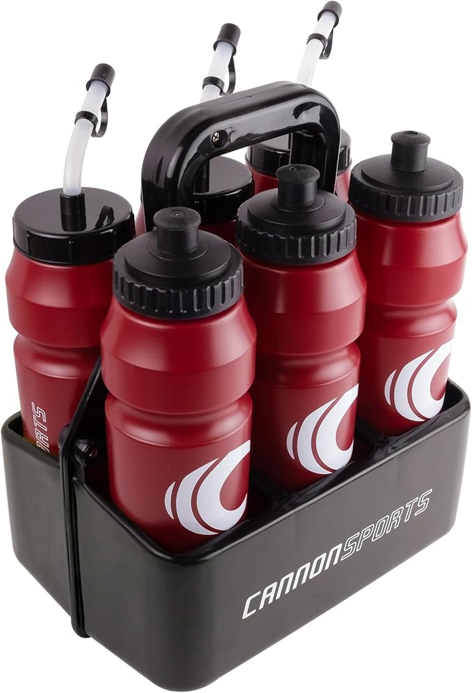 Cannon Sports 1 Liter Sports Water Bottle, BPA-Free, 34oz Capacity, Large Mouth, 2 lids (Straw & Squeeze) with Carrier, Great For Helmet Sports Such As Hockey, Lacrosse, Football, Boxing (Burgundy)
