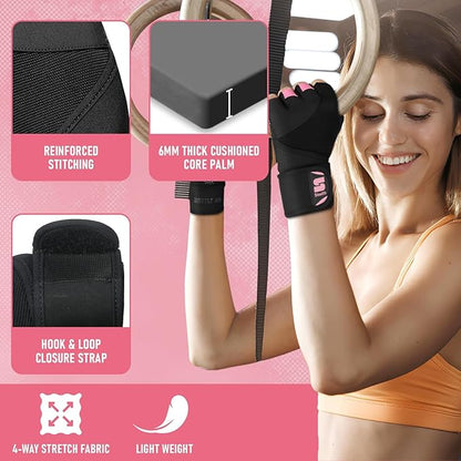 Weight Lifting Gloves with Wrist Wrap Support Padded Palm Protection Exercise Gym Workout Gloves Men & Women Training Fitness Weightlifting Bodybuilding,E9