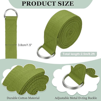 Yoga Strap for Stretching, Athletic Stretch Band with Adjustable Metal D Ring Buckle Yoga Bands