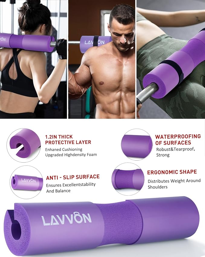 7Pcs-Barbell Pad Set for Hip Thrust - Squat Pad, Bench Press Workout Foam Weight Lifting Bar Cushion,Gym Accessories for Women with Bar Bad,with Gym Ankle Straps,Hip Resistance Bands,Lifting Strap