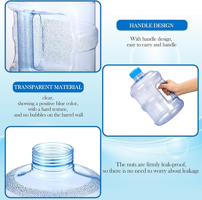 Bokon 2 Pieces gallon water jugs Round Plastic Water Bottle with Handle Screw Cap Reusable Large Capacity Bottle for Camping Outdoor Travel Gym Use