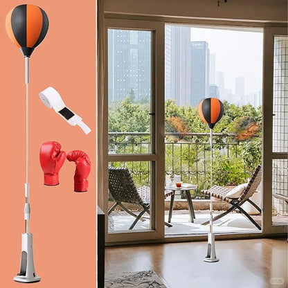Punching Bag with Stand, Boxing Speed Trainer, Height Adjustable Stable Reaction Exerciser with Spring Base for Martial Arts Fitness Workouts Stress