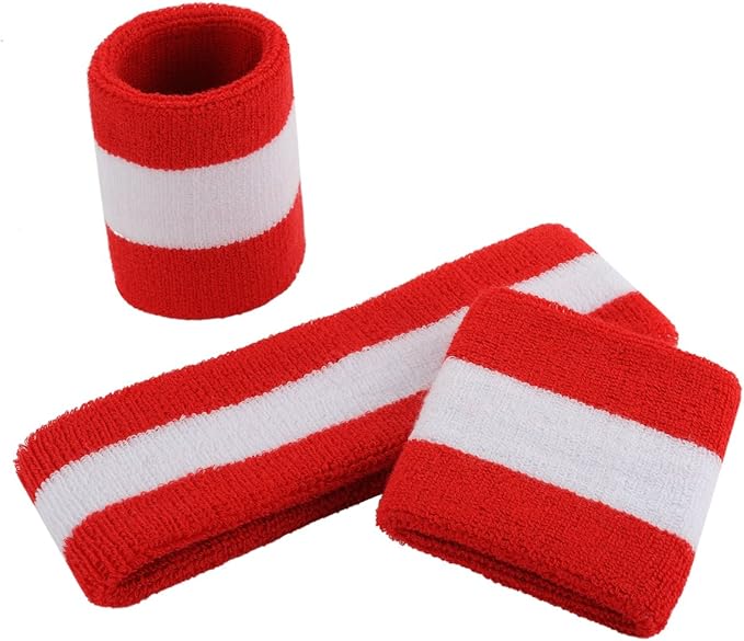 ONUPGO Sweatband Set Sports Headband Wristband Set Sweatbands Terry Cloth Wristband Wrist Sweatband Headbands Moisture Wicking Sweat Absorbing Head Band