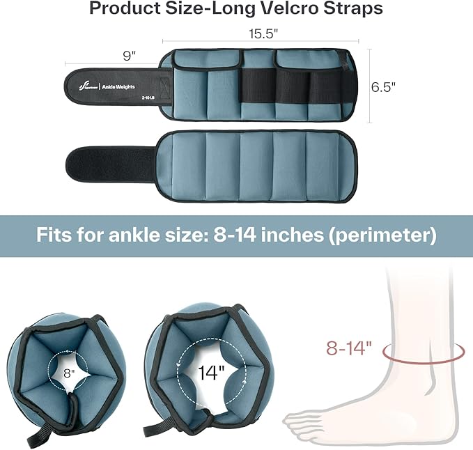 Sportneer 20lbs/Pair Adjustable Ankle Weights for Women and Men, Modularized Leg Weight for Yoga, Walking, Running, Aerobics, Gym, Physical Therapy
