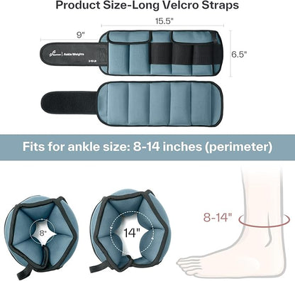 Sportneer 20lbs/Pair Adjustable Ankle Weights for Women and Men, Modularized Leg Weight for Yoga, Walking, Running, Aerobics, Gym, Physical Therapy