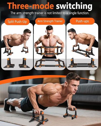 Twister Arm Trainer - 3-in-1 Adjustable Chest Workout Equipment,Portable Home Gym Chest & Arm Workout, Push Up Bars, 60-140lbs Resistance for Men Women