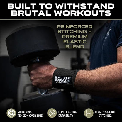 Battle Bunker Wraps Wrist Wraps- Premium Gym Wrist Straps for Maximum Support & Comfort During Lifting- Wrist Straps for Weightlifting to Boost Control & Stability- Built for Confidence & Power