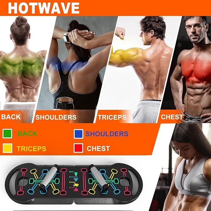 HOTWAVE Push Up Board Fitness, Portable Foldable 20 in 1 Push Up Bar at Home Gym, Pushup Handles for Floor. Professional Strength Training Equipment For Man and Women,Patent Pending