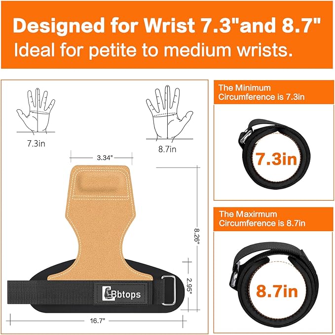 Weight Lifting Wrist Strap, Double-Layer Leather Wrist Straps for Gym Strength Training Weightlifting,Deadlift and Powerlifting, Enhance Grip Strength Neoprene Padding Gym Workout Lifting Straps Men/Women Pair