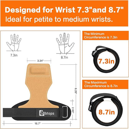 Weight Lifting Wrist Strap, Double-Layer Leather Wrist Straps for Gym Strength Training Weightlifting,Deadlift and Powerlifting, Enhance Grip Strength Neoprene Padding Gym Workout Lifting Straps Men/Women Pair