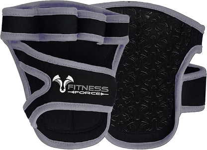FITNESS FORCE Workout Gloves for Men & Women Partial Weight Lifting Gloves Non-Slip Gym Grip for Weight Lifting Calluses Guard Fingerless Exercise Gloves with Full Palm Protection